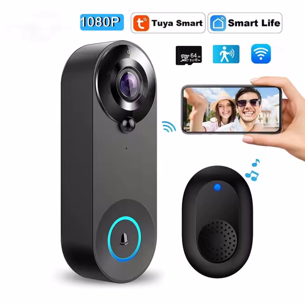 Home Security Doorbell Camera - Tuya 1080P sans fil WIFI sonnette