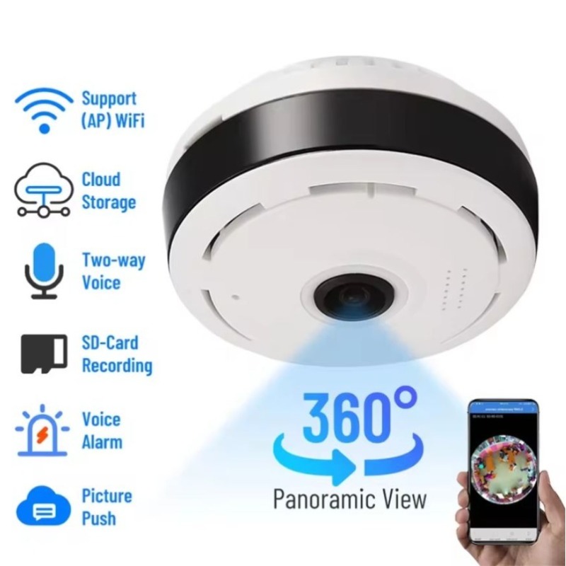 Hidden Camera Clock - Caméra de surveillance panoramique avec vision