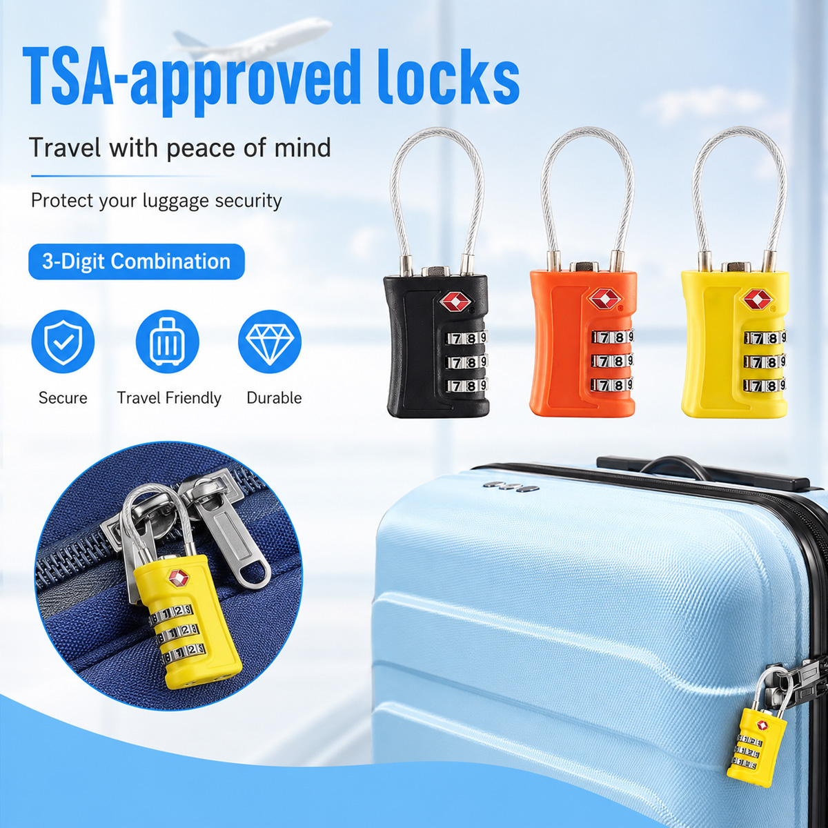 Home Security Adt - Cadenas à câble à combinaison à