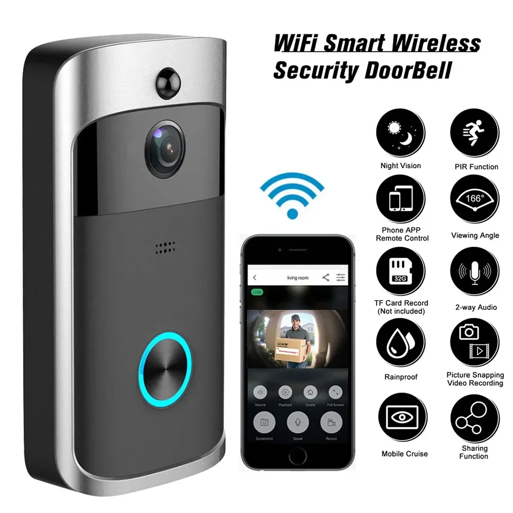 Home Security Doorbell Camera - Sonnette de porte sans fil WIFI