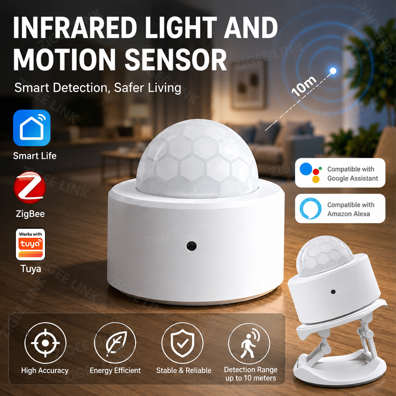 Home Security Systems Wireless - Capteur de mouvement PIR ZigBee 3.0,