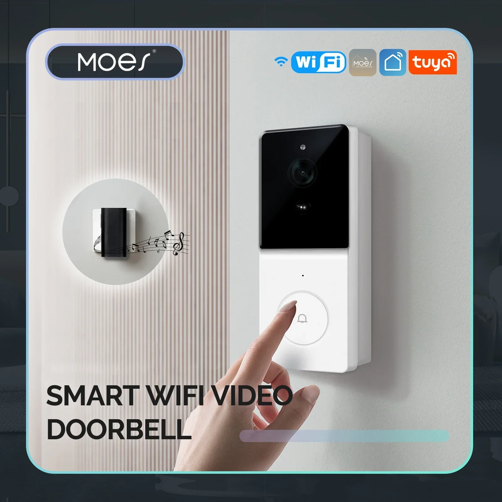 Home Security Doorbell Camera - MOES-Sonnette vidéo WiFi intelligente Tuya, interphone