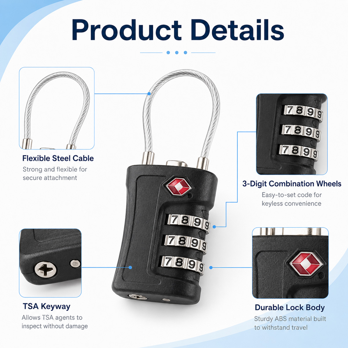 Cadenas à câble à combinaison  - Home Security Adt avis et prix