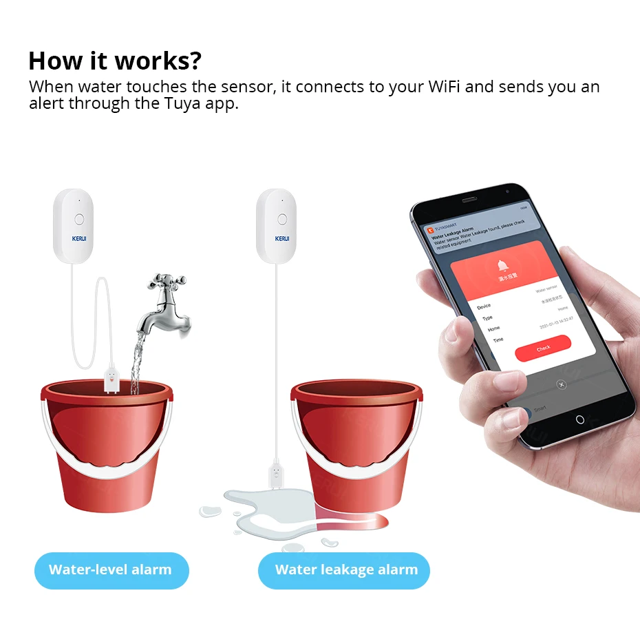 KERUI WiFi capteur d'eau maiso - Home Security And Monitoring avis et prix