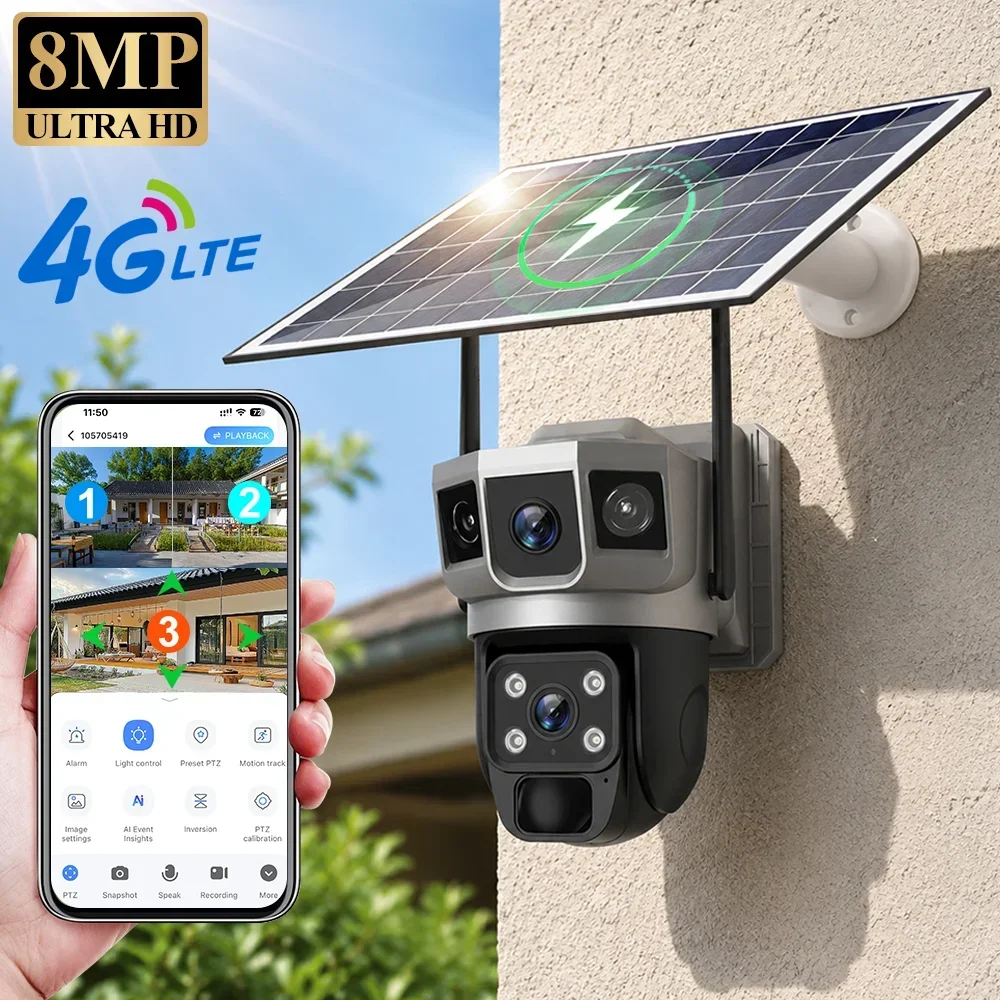 Caméra V380 4K 3 écrans 4G ave - Home Security Adt avis et prix