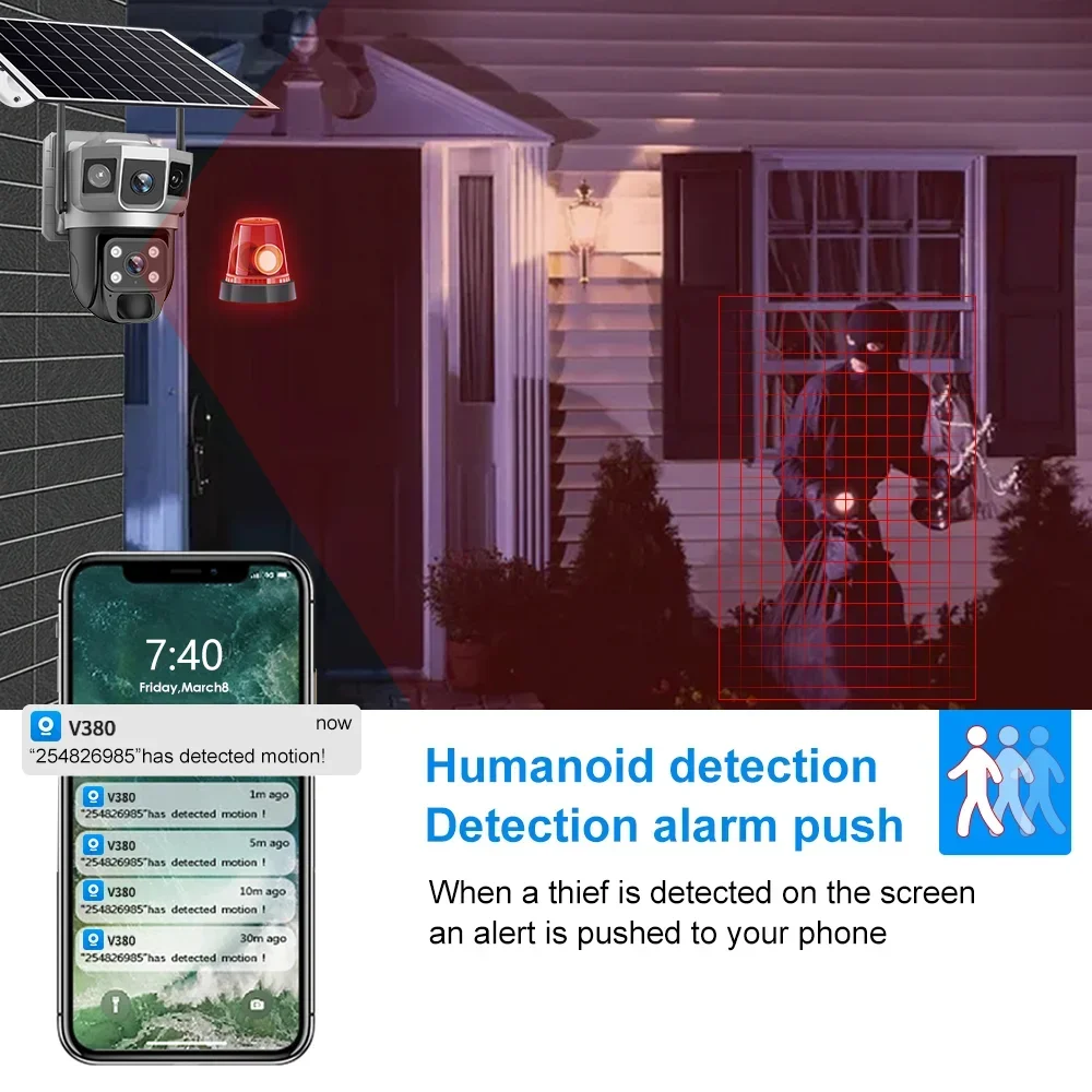 Caméra V380 4K 3 écrans 4G ave - Home Security Adt avis et prix