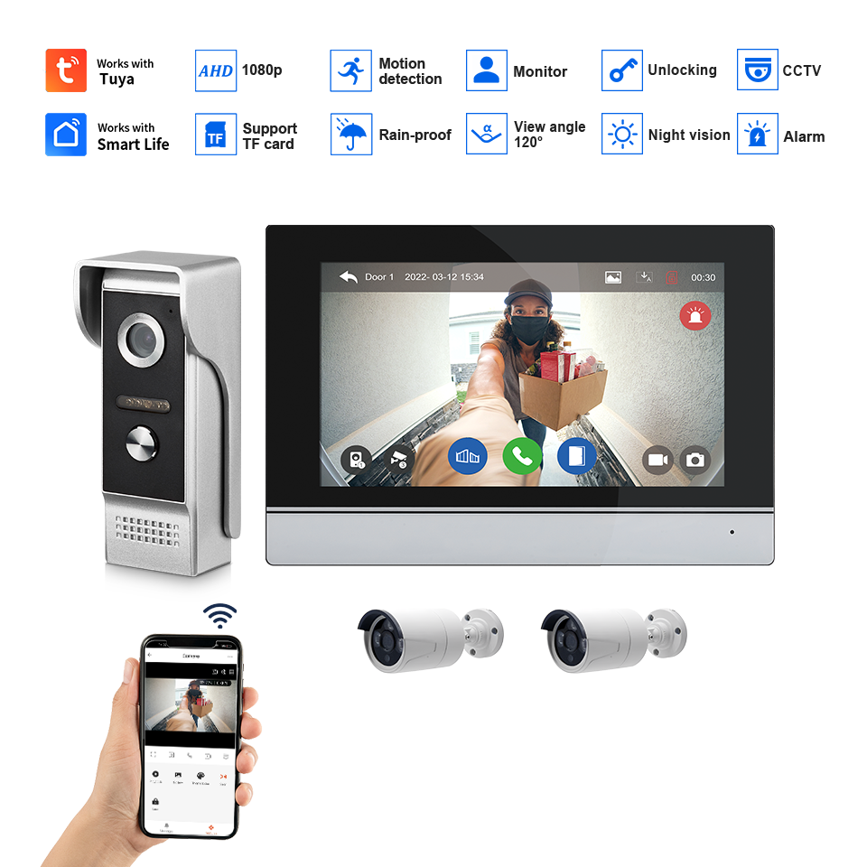 Visiophone avec écran IPS de 7 - Home Security Doorbell Camera avis et prix